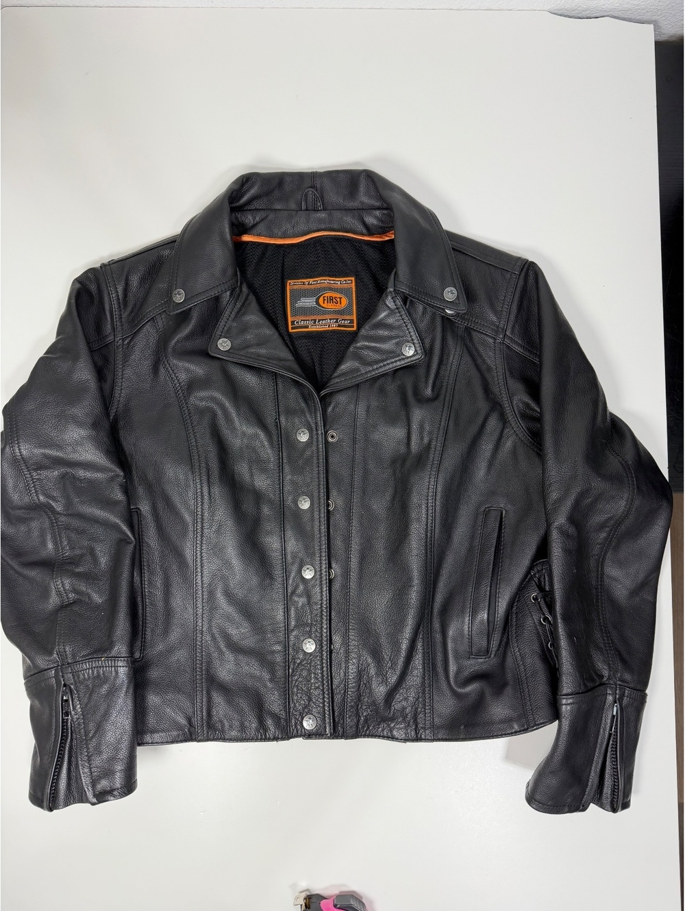 First Classics Womens Heavy Leather Motorcycle Jacket Biker Side Lace L139 3X
